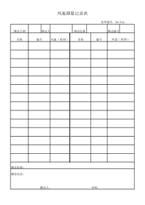 风速测量记录表
