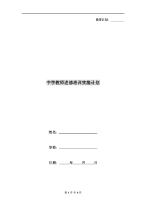 中学教师进修培训实施计划