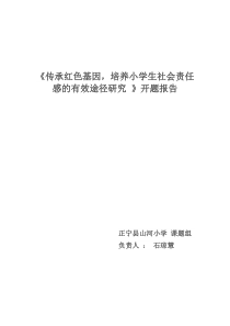 《传承红色基因-培养小学生社会责任感的有效途径研究-》开题报告