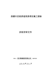 西源片区经济适用房项目 资格预审文件