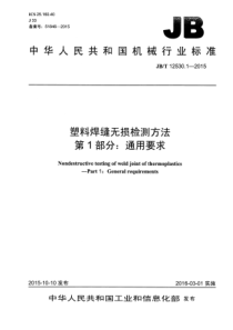 JBT 12530.1-2015 塑料焊缝无损检测方法 第1部分通用要求