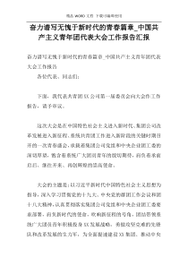 奋力谱写无愧于新时代的青春篇章_中国共产主义青年团代表大会工作报告汇报