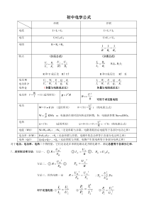 2018年初中物理电学经典图表电学公式