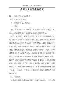 公司文员实习报告范文