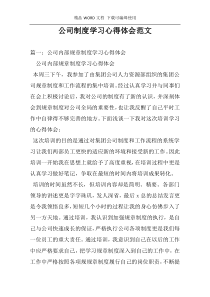 公司制度学习心得体会范文