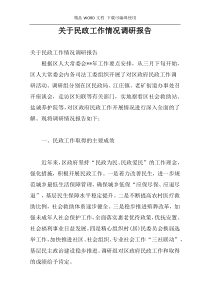 关于民政工作情况调研报告