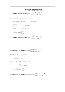 人教版七年级数学 下册 第八章 二元一次方程组 专项训练(计算题)(无答案)