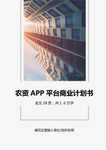 农资APP平台商业计划书