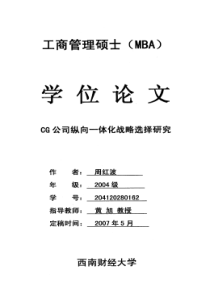 CG公司纵向一体化战略选择研究