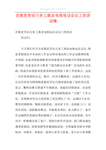 在脱贫劳动力务工就业电视电话会议上的讲话稿