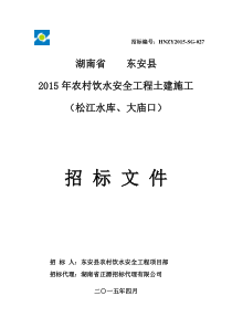 东安县XXXX农村饮水安全招标文件