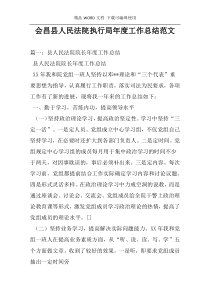 会昌县人民法院执行局年度工作总结范文