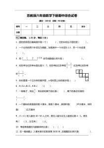 智慧山苏教版六年级数学下册期中试卷与答案