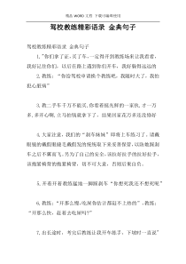 驾校教练精彩语录 金典句子