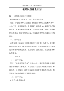 教师队伍建设计划