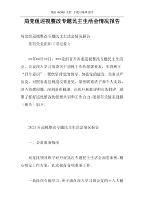 局党组巡视整改专题民主生活会情况报告