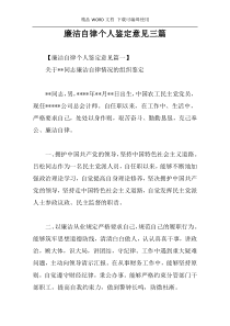 廉洁自律个人鉴定意见三篇