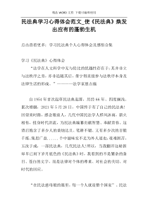 民法典学习心得体会范文_使《民法典》焕发出应有的蓬勃生机