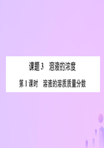 2018-2019学年九年级化学下册 第9单元 溶液 课题3 溶液的浓度 第1课时 溶液的溶质质量分