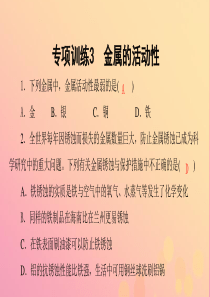 2018-2019学年九年级化学下册 第九单元 金属 专项训练3 金属的活动性课件 （新版）鲁教版