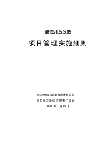 超低排放工程改造项目管理实施细则