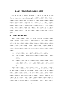 f企业整体战略的选择与战略计划的制定