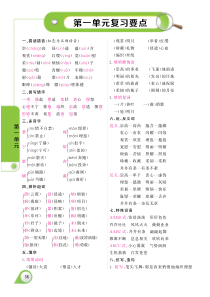 2018-2019学年四年级语文上册 第一单元 复习要点素材（pdf） 苏教版