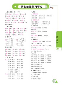 2018-2019学年四年级语文上册 第七单元 复习要点素材（pdf） 苏教版