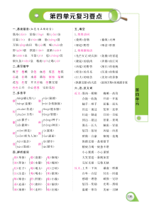 2018-2019学年四年级语文上册 第四单元 复习要点素材（pdf） 苏教版