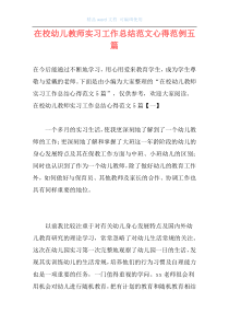 在校幼儿教师实习工作总结范文心得范例五篇