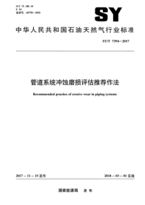 SY∕T 7394-2017 管道系统冲蚀磨损评估推荐作法