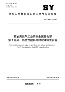 SYT 6662.7-2016 石油天然气工业用非金属复合管 第7部分热塑性塑料内衬玻璃钢复合管