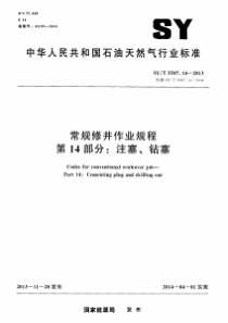 SYT 5587.14-2013 常规修井作业规程 第14部分注塞、钻塞