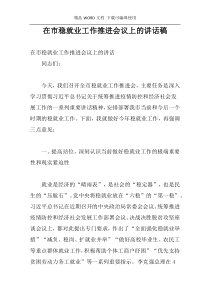 在市稳就业工作推进会议上的讲话稿