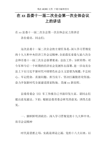 在xx县委十一届二次全会第一次全体会议上的讲话