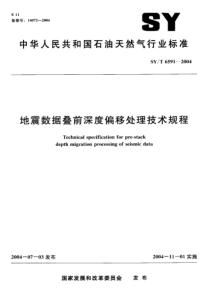 SY-T 6591-2004 地震数据叠前深度偏移处理技术规程