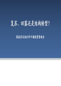 XXXX年中期宏观投资策略会复苏、回落还是结构转型130523