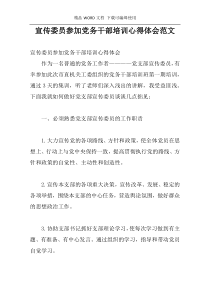 宣传委员参加党务干部培训心得体会范文