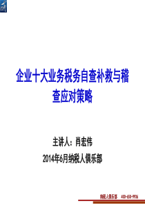 XXXX年企业十大业务税务自查补救与稽查应对策略(纳税人