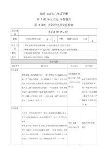 部编版六年级道德与法治下册第7课多元文化多样魅力第2课时多彩的世界文化教案