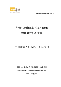 华润电力渤海新区2X350MW热电工程招标文件