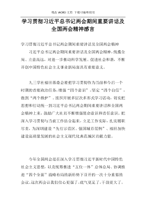 学习贯彻习近平总书记两会期间重要讲话及全国两会精神感言