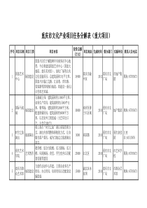 重庆市文化产业项目任务分解表(重大项目)