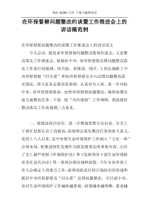 在环保督察问题整改约谈暨工作推进会上的讲话稿范例