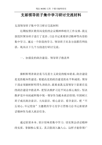 支部领导班子集中学习研讨交流材料