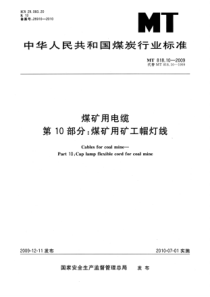 MT 818.10-2009 煤矿用电缆 第10部分煤矿用矿工帽灯线