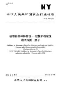 NYT 2492-2013 植物新品种特异性、一致性和稳定性测试指南 糜子