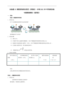 实验题15测量某物质的密度原卷版冲刺2021年中考物理实验专题精做精练通用版