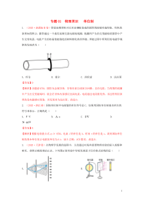 2020年高考物理真题模拟题汇编01物理常识单位制含解析