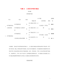 课标专用5年高考3年模拟A版2020高考生物专题16人体的内环境与稳态试题